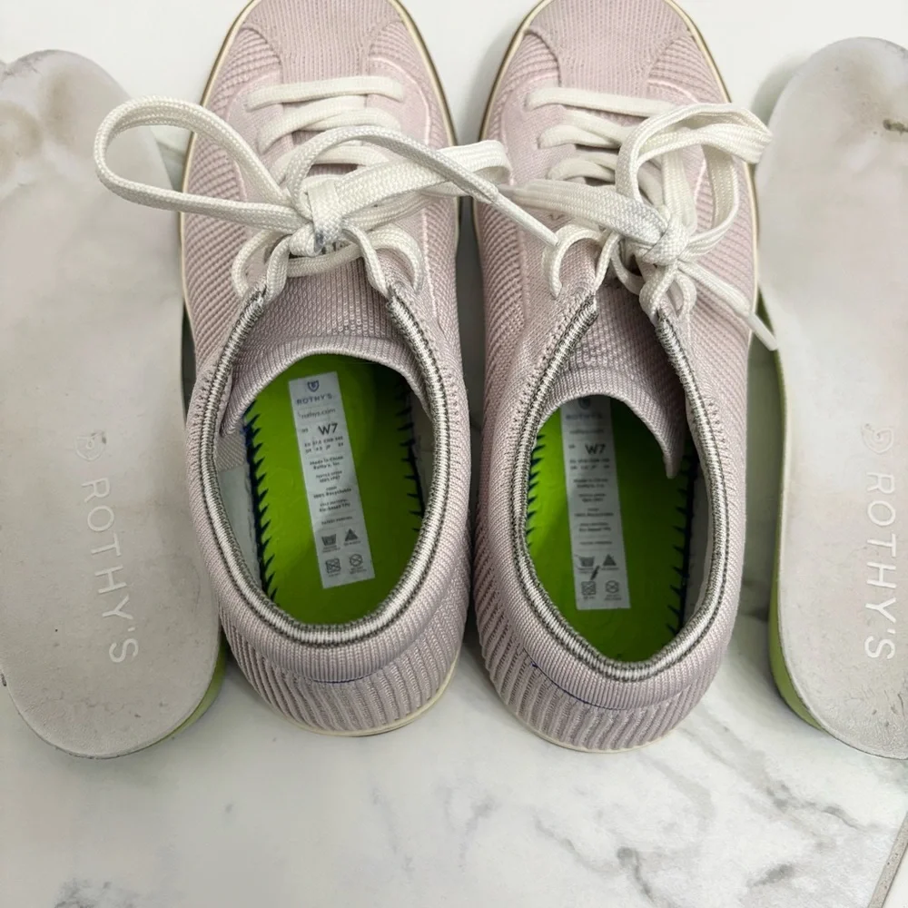 Rothy’s Lace Up Sneakers Womens 7 Pale Pink